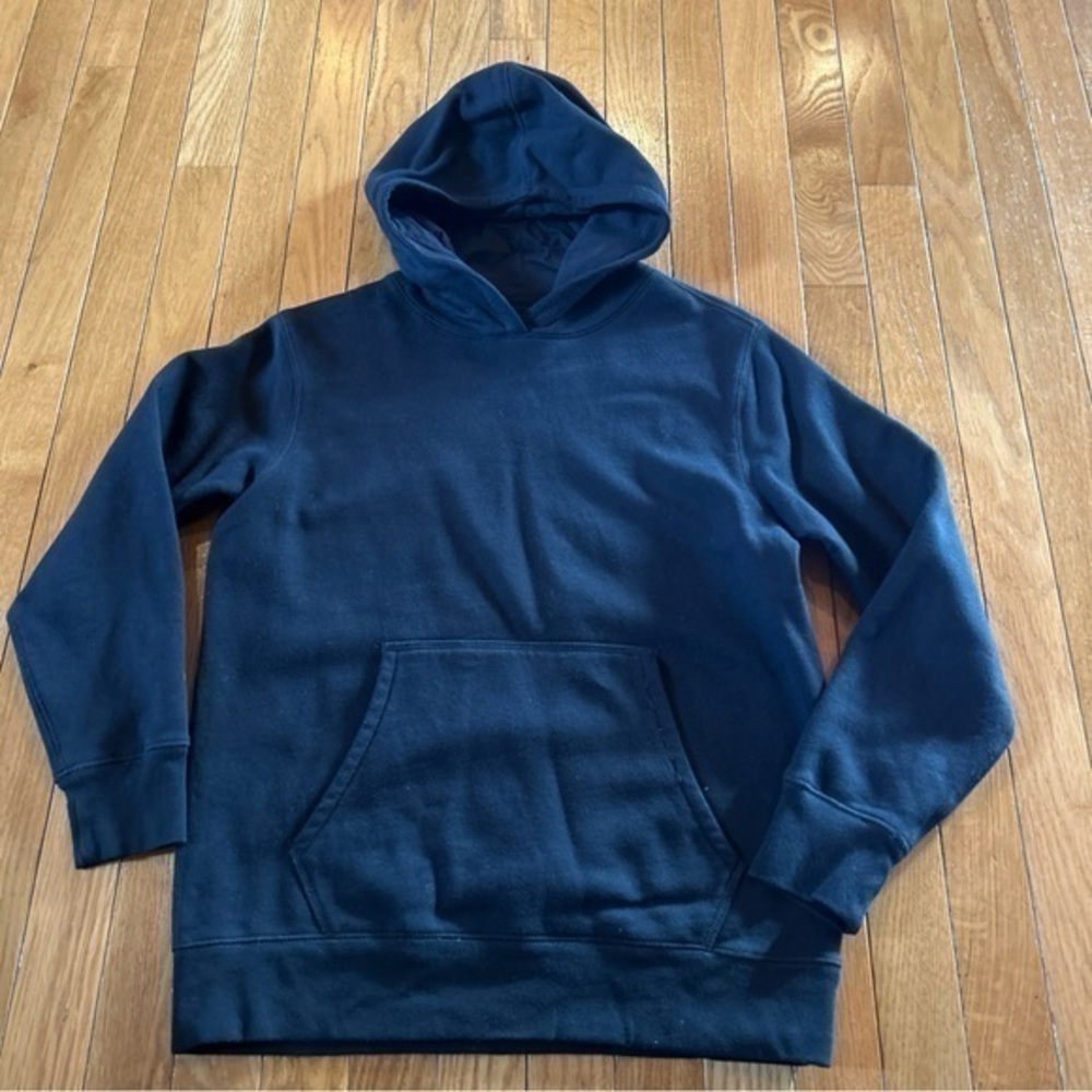 Lands End Long Sleeve Hooded Hoodie Sweatshirt Pullover Boys Large 14-16 Black